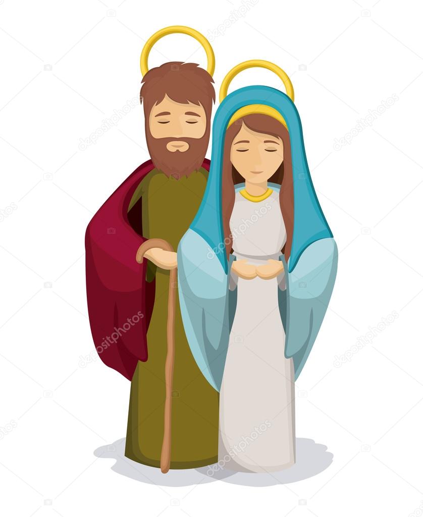 Isolated mary and joseph design