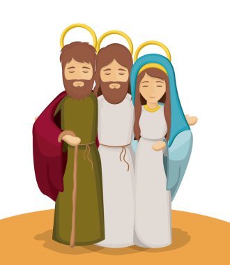 Mary joseph ve İsa'nın tasarım çizgi film