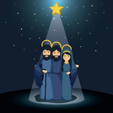 Mary joseph ve İsa'nın tasarım çizgi film