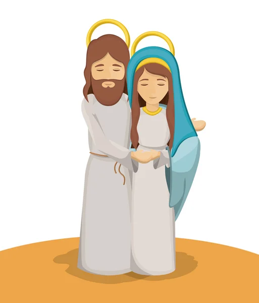 Maria e Jesus desenho animado — Vetor de Stock