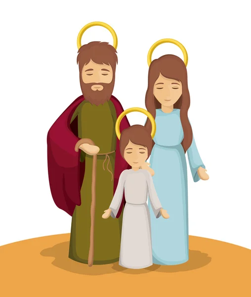 Mary Joseph et Jésus dessin animé — Image vectorielle