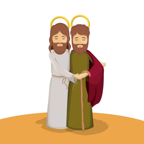 Jesús y Joseph diseño de dibujos animados — Vector de stock
