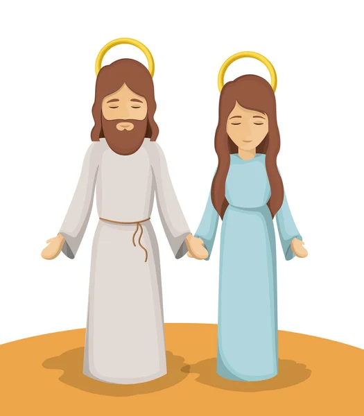 Maria e Gesù disegno dei cartoni animati — Vettoriale Stock