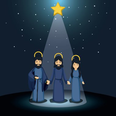 Mary joseph ve İsa'nın tasarım çizgi film