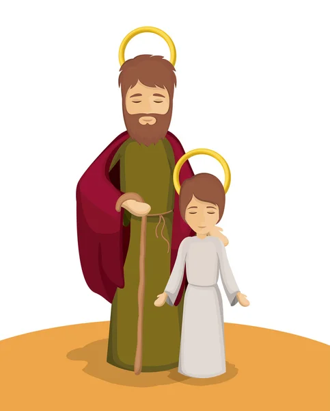 Gesù e Giuseppe disegno dei cartoni animati — Vettoriale Stock