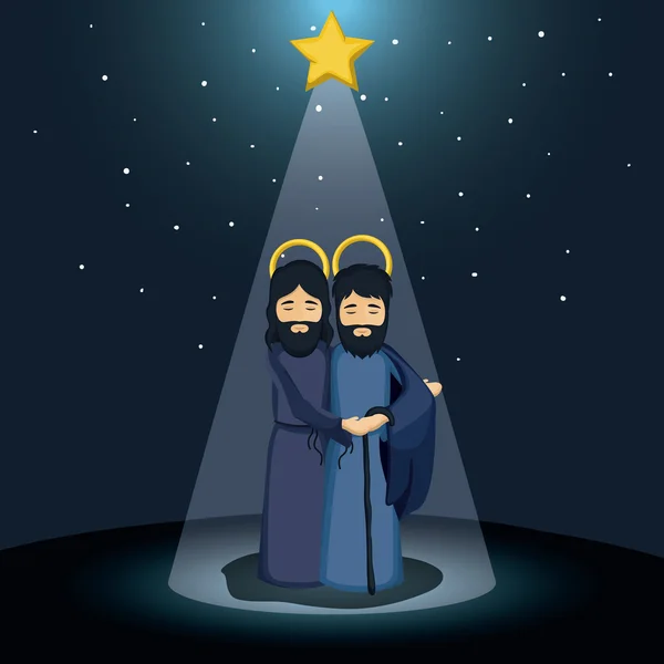 Jesús y Joseph diseño de dibujos animados — Vector de stock