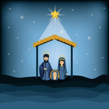 Joseph Meryem ve İsa karikatür tasarım bebek