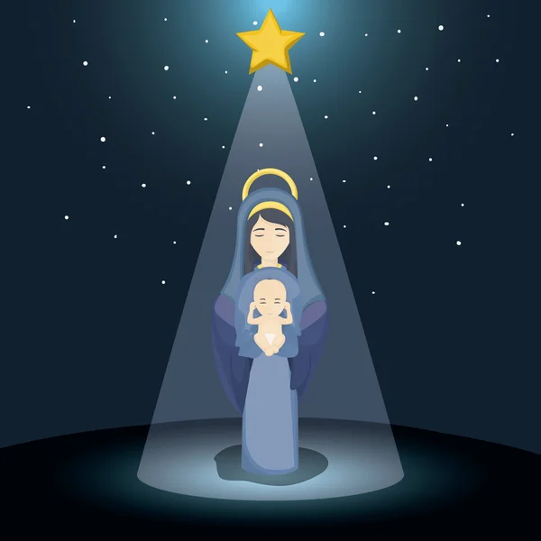 Mary a dítě Ježíš kreslený design — Stockový vektor