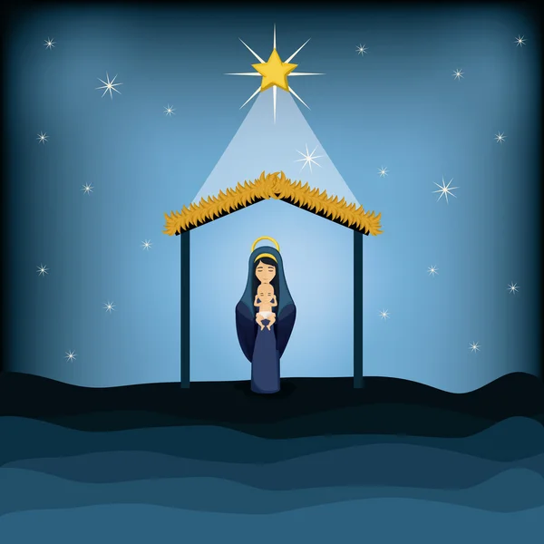 Mary en baby Jezus cartoon design — Stockvector