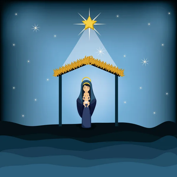 Maria e Gesù bambino disegno del fumetto — Vettoriale Stock