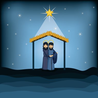 İsa tanrı ve joseph karikatür tasarımı