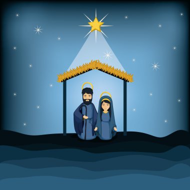 Mary ve joseph karikatür tasarım