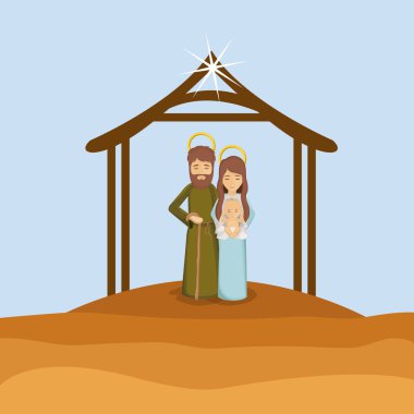 Joseph Meryem ve İsa karikatür tasarım bebek