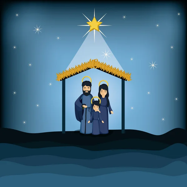 Jesus Kid Joseph en Mary cartoon design — Stockvector