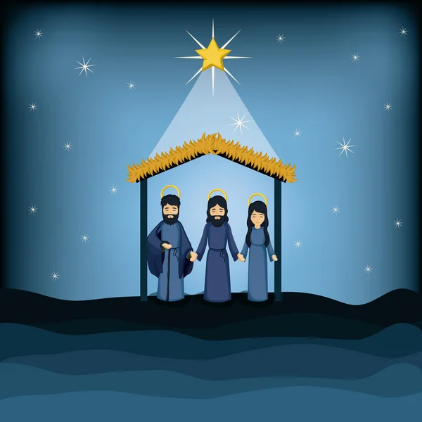 Jesusgott Josep und Mary Cartoon Design — Stockvektor