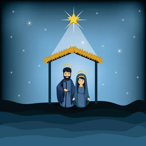 Mary y Joseph diseño de dibujos animados — Vector de stock