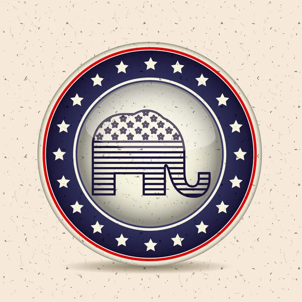Ελέφαντας στο εσωτερικό κουμπί ψηφοφορία της έννοιας — Διανυσματικό Αρχείο