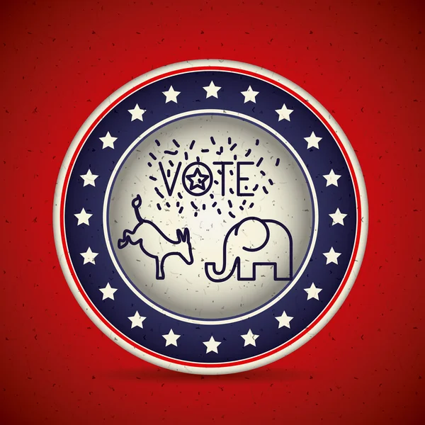 驴和大象内按钮的投票概念 — 图库矢量图片