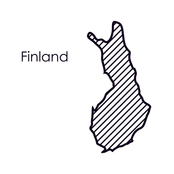 Desain peta finland yang terisolasi - Stok Vektor