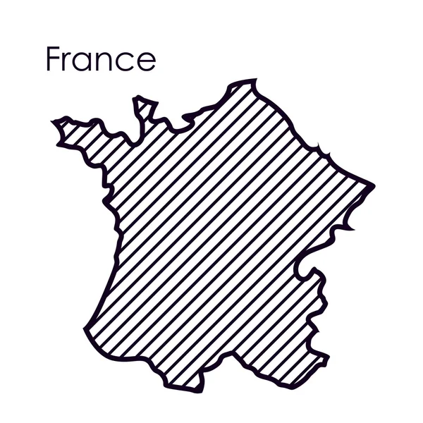 Απομονωμένη σχεδιασμό Χάρτης Γαλλία — Διανυσματικό Αρχείο