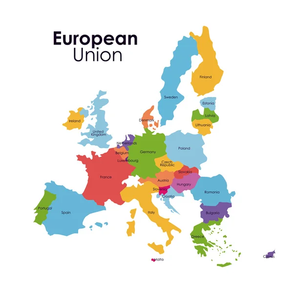 Conception de carte d'union européenne isolée — Image vectorielle