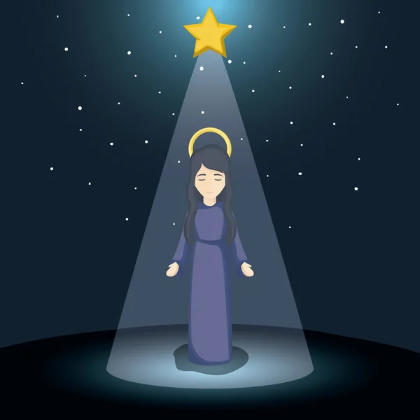 Mary tecknad och jul design — Stock vektor