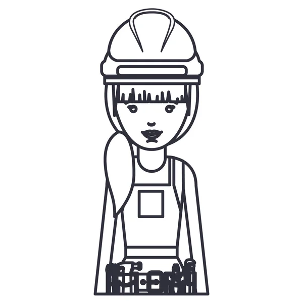 Diseño de dibujos animados mujer constructor aislado — Vector de stock