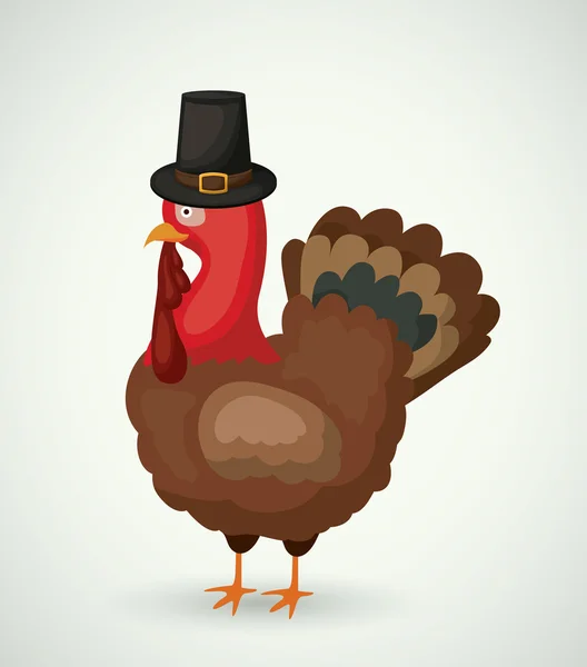 Turkey with hat of Thanks given design — Stock vektor