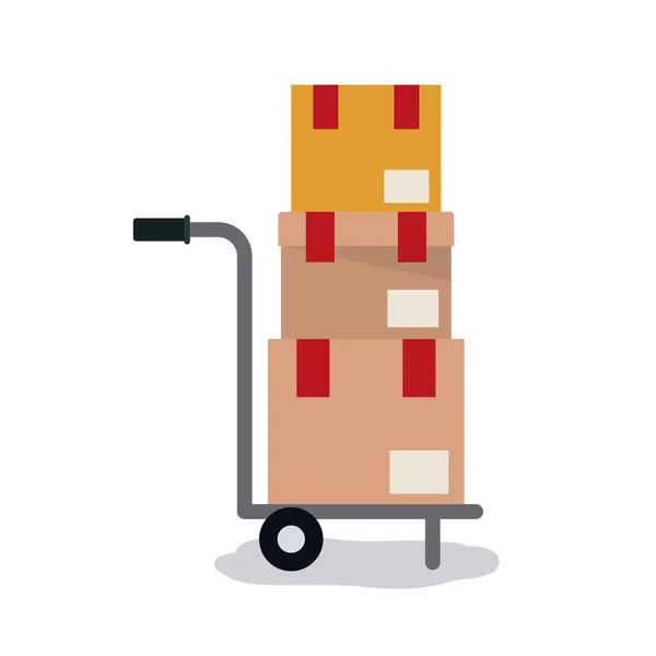 Paquet et panier de concept de livraison et de stockage — Image vectorielle