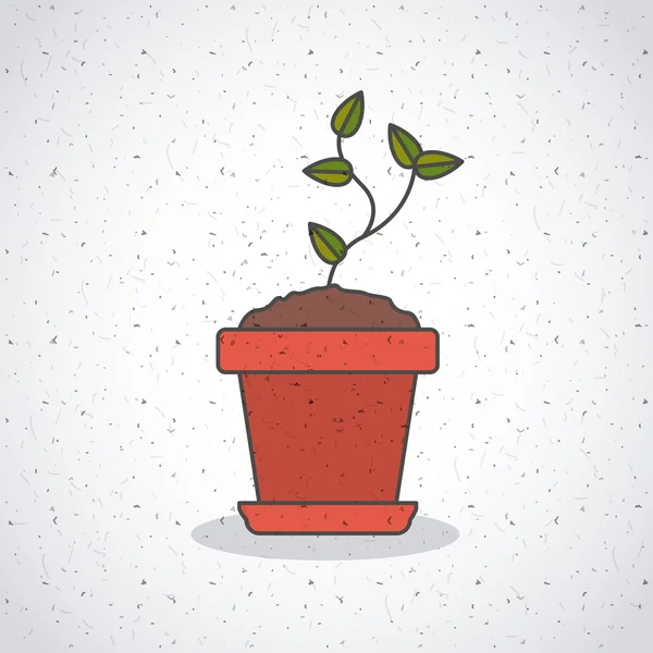 Plant inside pot of gardening design — Stock Vector