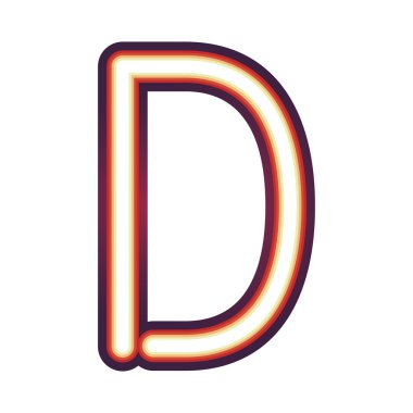 Glowing neon letter D