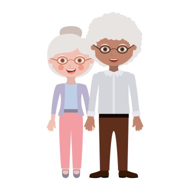 yaşlı kadın ve adam çizgi film