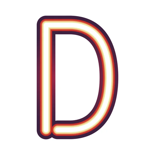 Светящаяся неоновая буква D — стоковый вектор