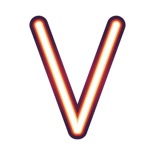 Glowing neon letter V — Stock Vector