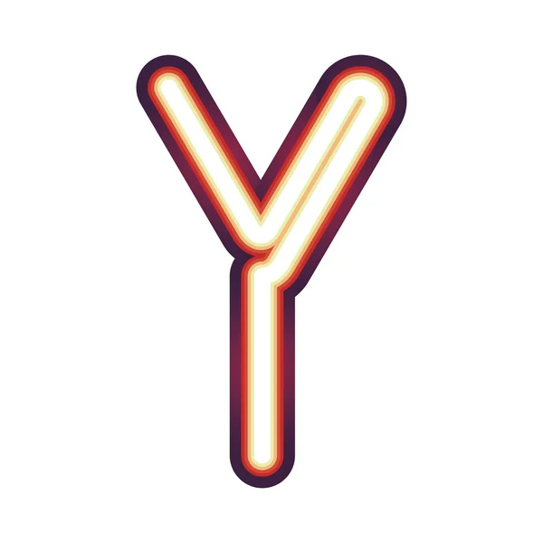 Lumineux néon lettre Y — Image vectorielle