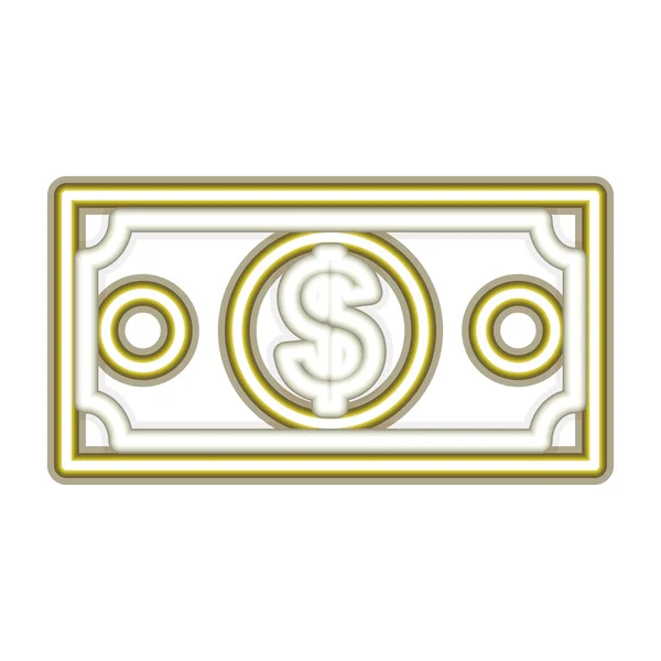 Neon money bill ikon — Stock Vector