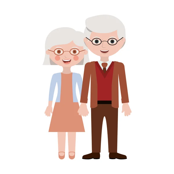 Old woman and man cartoon — ストックベクタ