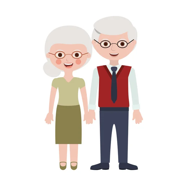 Yaşlı kadın ve adam çizgi film — Stok Vektör