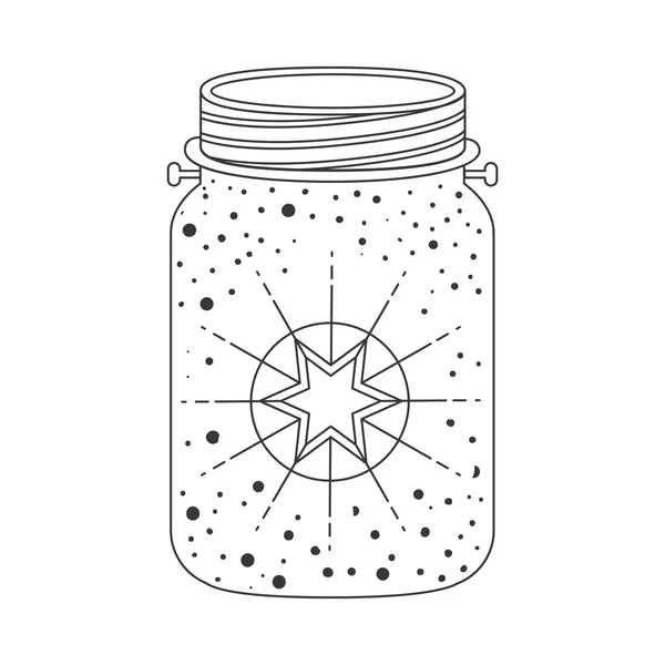 Pot maçon avec icône étoile de décoration de Noël à l'intérieur — Image vectorielle