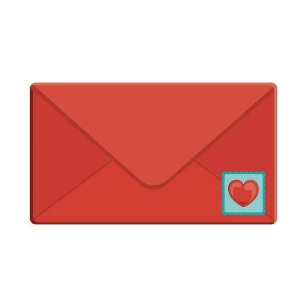 Envelope with heart post stamp — Stock Vector
