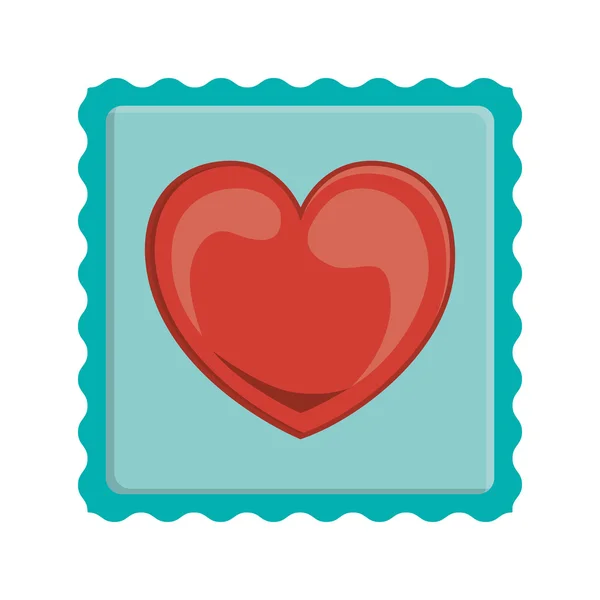Poštovní známka srdce — Stockový vektor