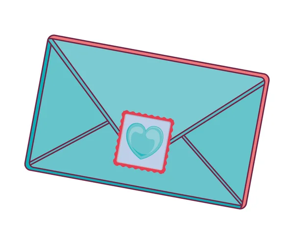 Enveloppe avec timbre coeur post — Image vectorielle