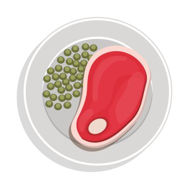 biftek yeşil bezelye ile gıda plaka