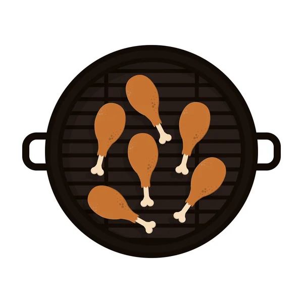 Comida a la parrilla con muslos de pollo — Vector de stock