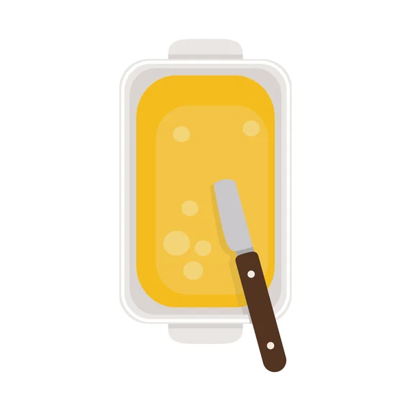 Food plate with butter and knife — Stock Vector