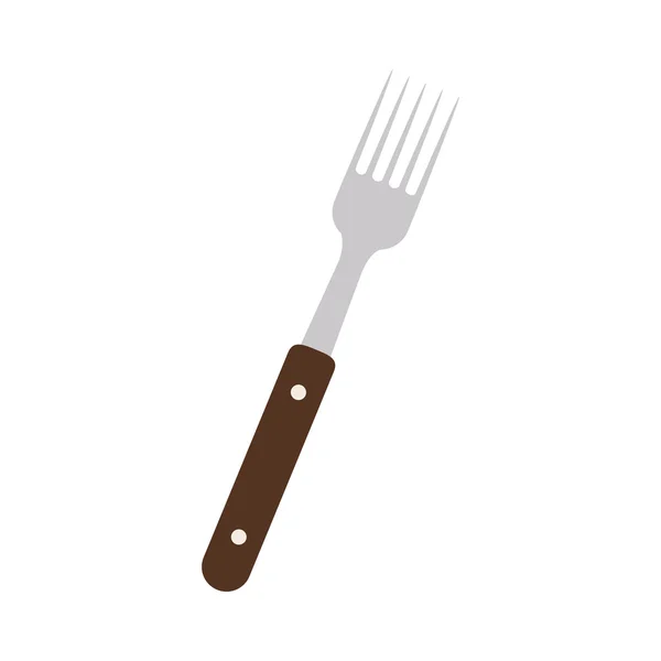 Silhouette color fork with wooden handle — ストックベクタ