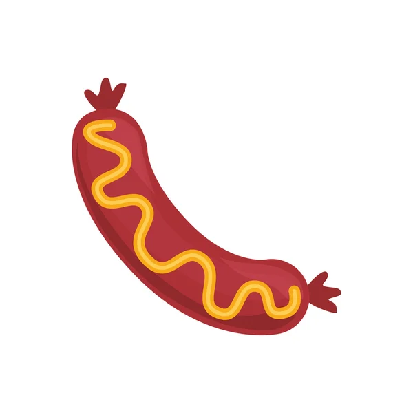 Saucisse de couleur silhouette à la moutarde — Image vectorielle