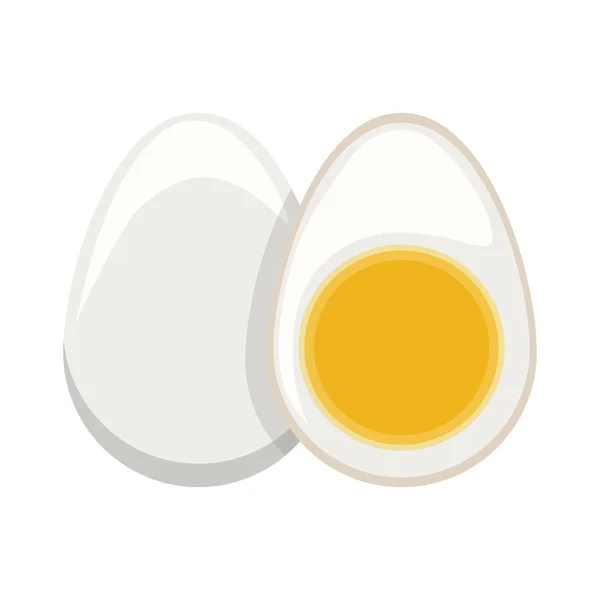 Cor da silhueta ovo cozido e ovo meio cozido —  Vetores de Stock