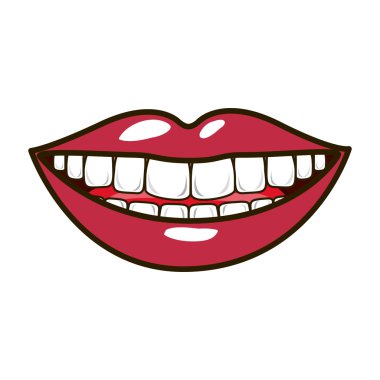 dudakları teeths ve dil ile gülümseyen siluet