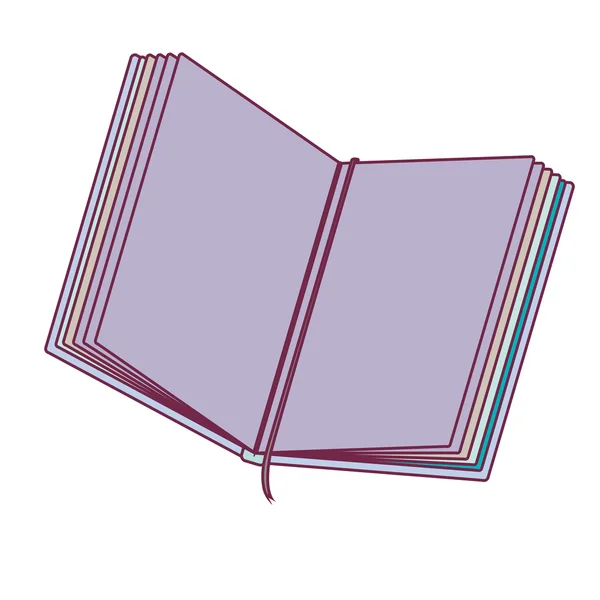 Cuaderno colorido abierto con separador de cinta — Vector de stock